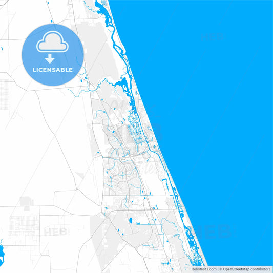 Rich detailed vector map of Palm Coast, Florida, USA