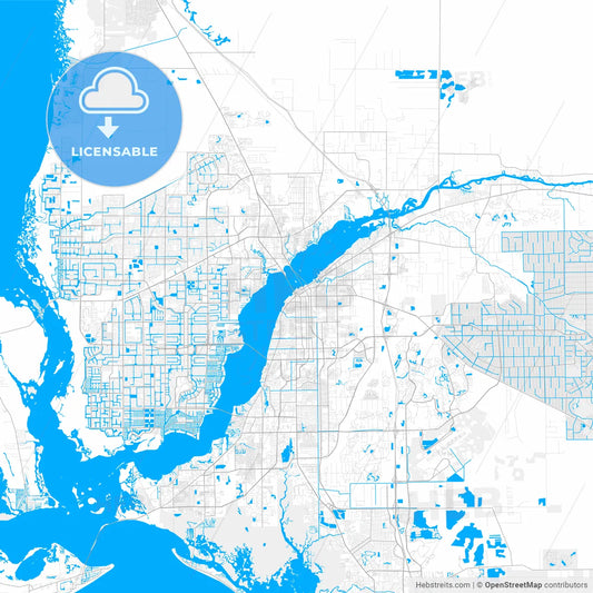 Rich detailed vector map of Fort Myers, Florida, USA