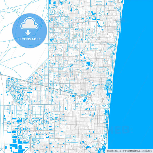 Rich detailed vector map of Lauderhill, Florida, USA