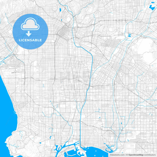Rich detailed vector map of Lynwood, California, USA