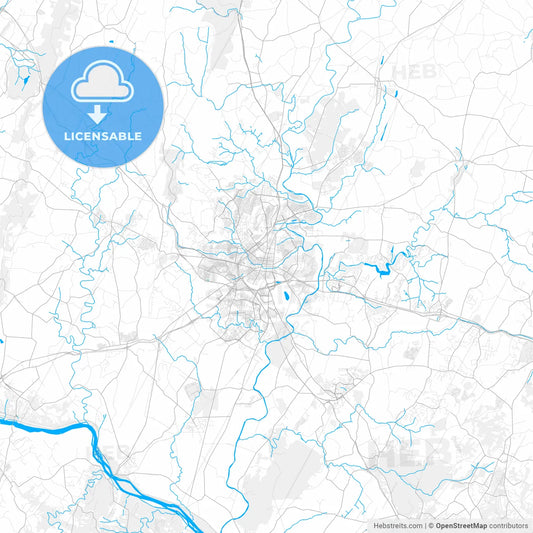 Rich detailed vector map of Frederick, Maryland, USA