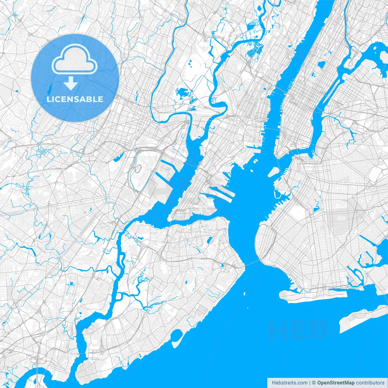 Rich detailed vector map of Bayonne, New Jersey, USA