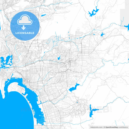 Rich detailed vector map of La Mesa, California, USA