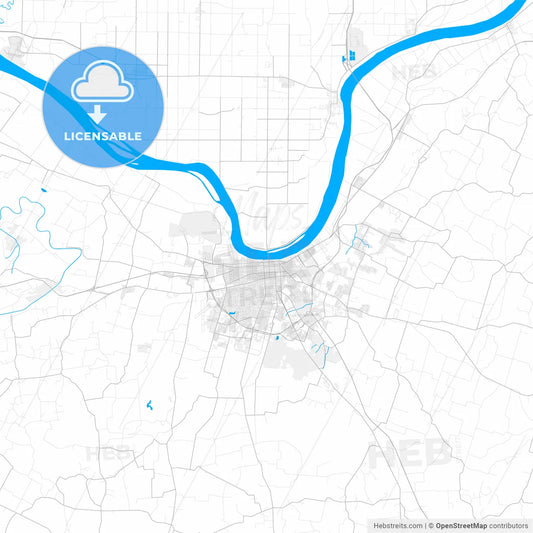 Rich detailed vector map of Owensboro, Kentucky, USA