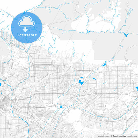 Rich detailed vector map of Arcadia, California, USA