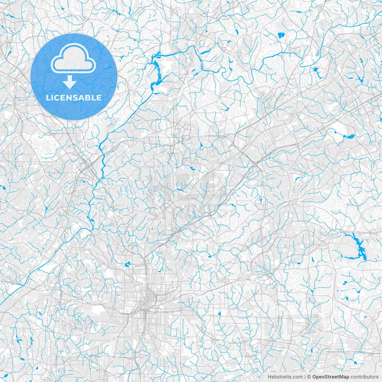 Rich detailed vector map of Brookhaven, Georgia, United States of America