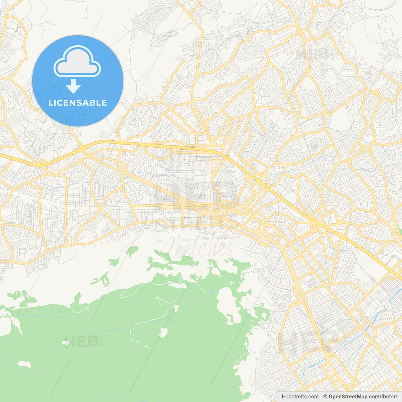 Printable street map of Nova Iguacu, Brazil
