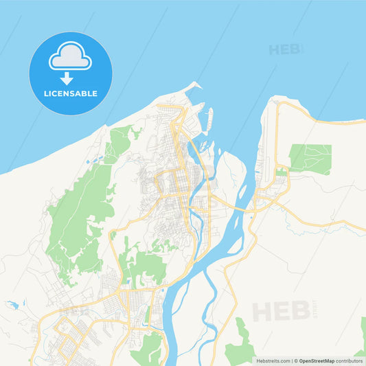 Printable street map of Esmeraldas, Ecuador