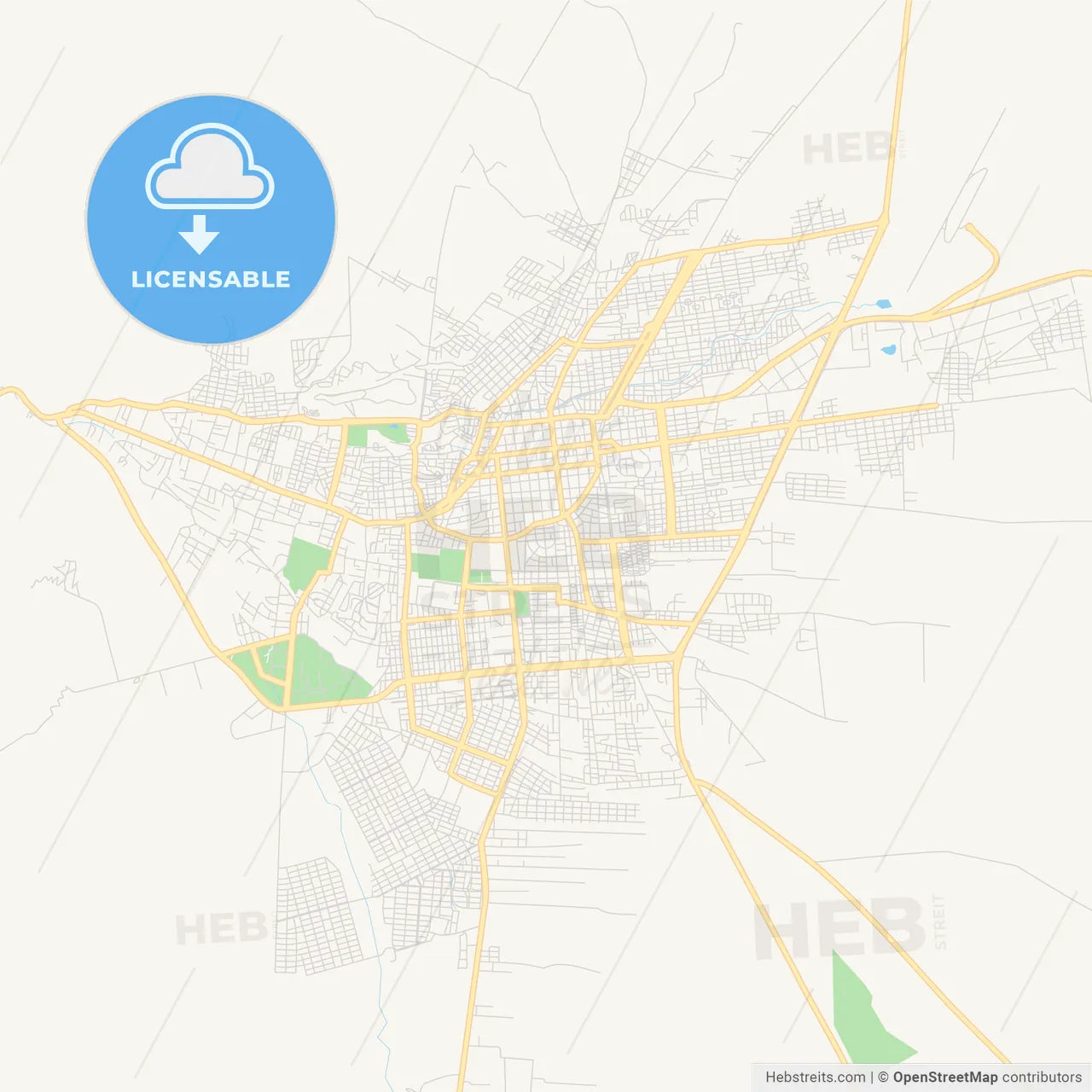 Printable street map of La Rioja, Argentina