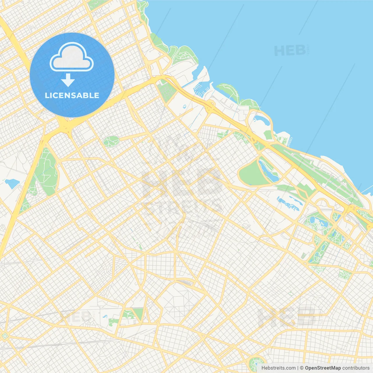 Printable street map of Belgrano, Argentina