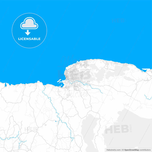 Rich detailed vector map of Montego Bay, Saint Catherine, Jamaica