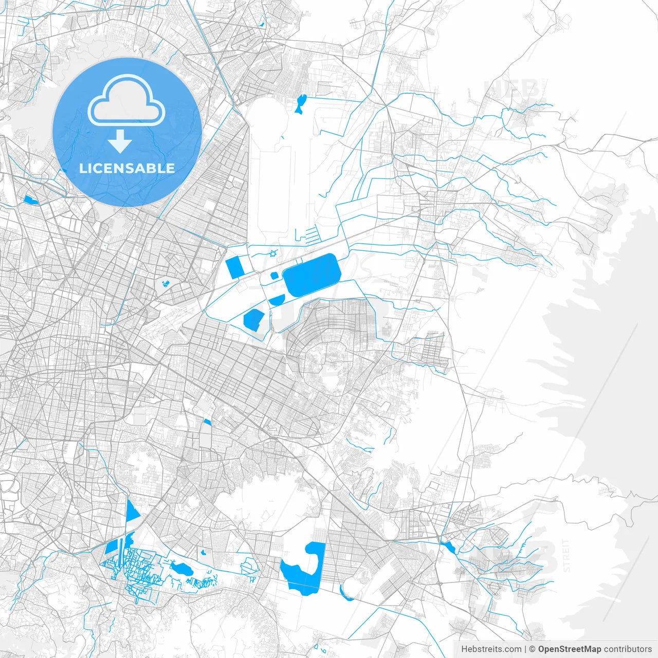 Rich detailed vector map of Chimalhuacán, México, Mexico