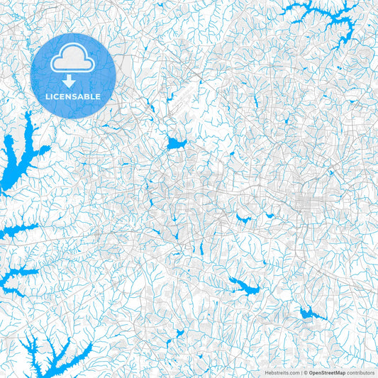 Rich detailed vector map of Cary, North Carolina, USA
