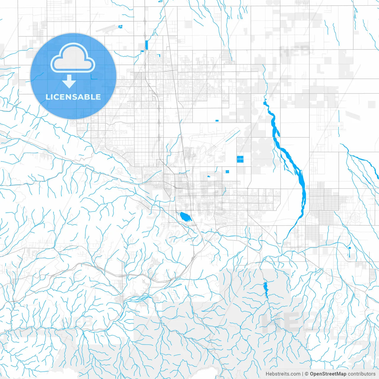 Rich detailed vector map of Palmdale, California, USA