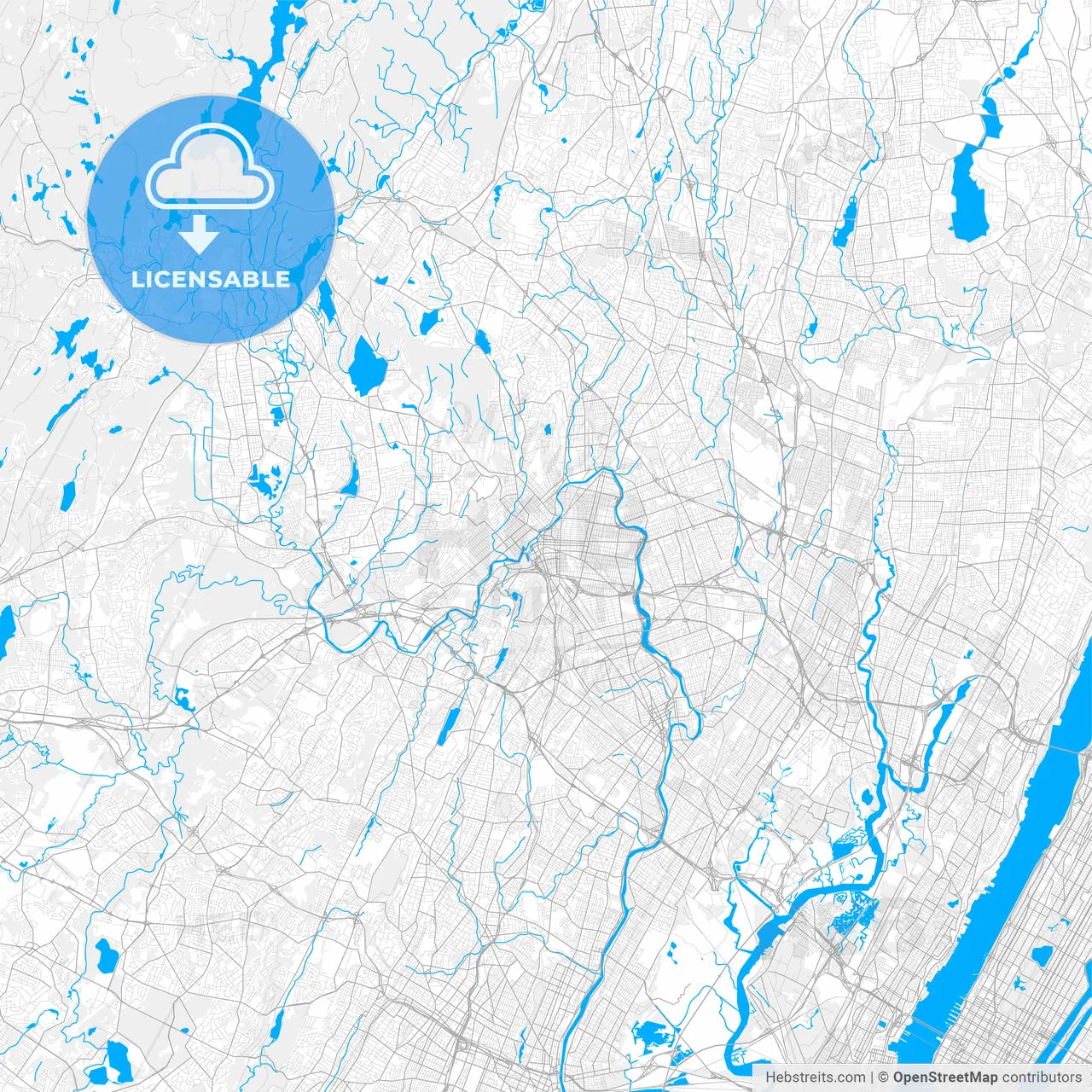 Rich detailed vector map of Paterson, New Jersey, USA