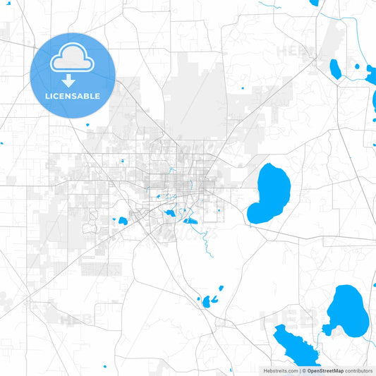 Rich detailed vector map of Gainesville, Florida, USA