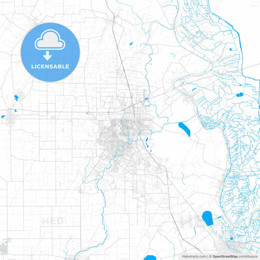 Rich detailed vector map of Lafayette, Louisiana, USA