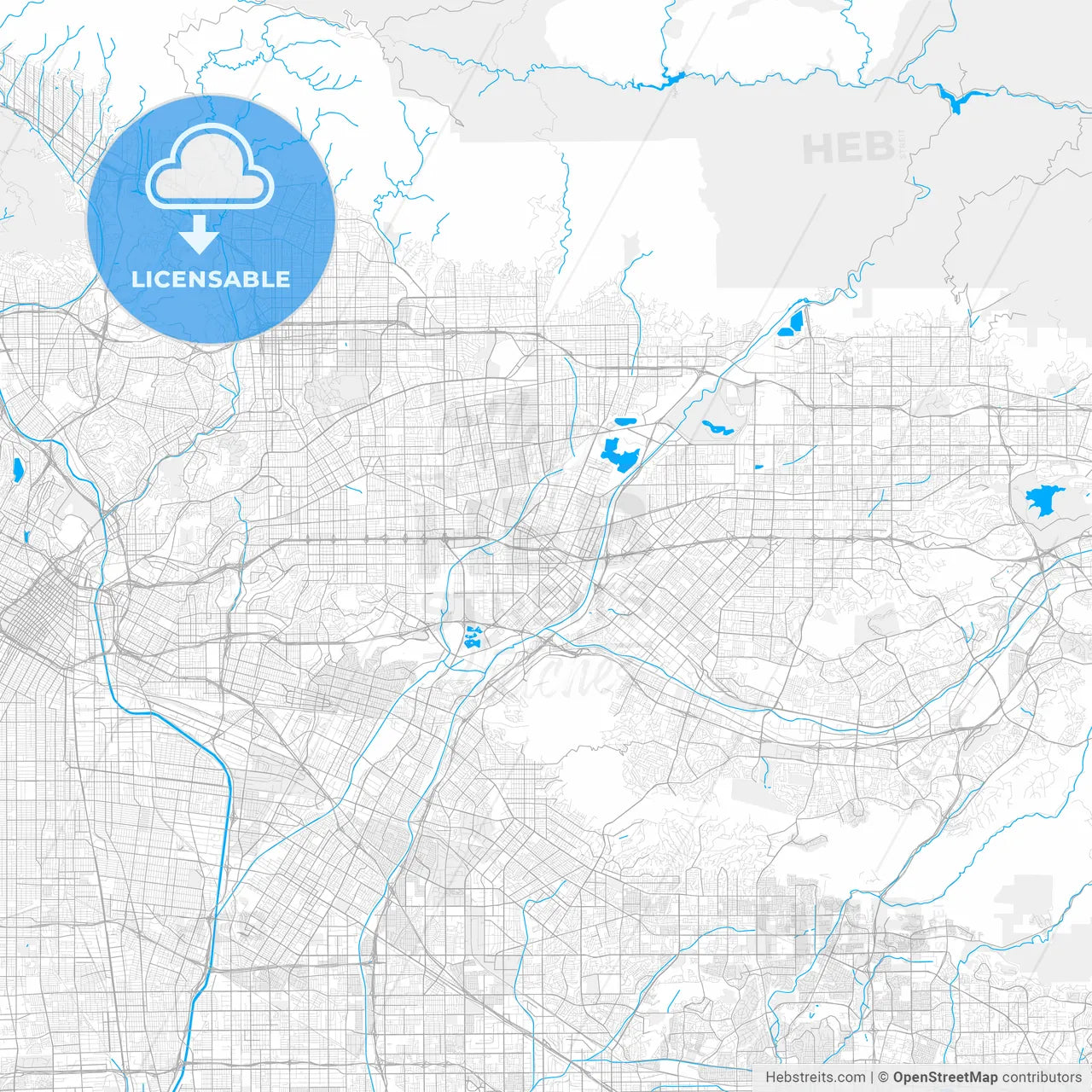 Rich detailed vector map of El Monte, California, USA