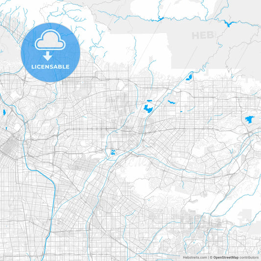 Rich detailed vector map of El Monte, California, USA