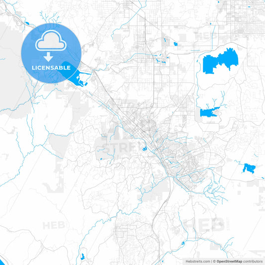 Rich detailed vector map of Murrieta, California, USA
