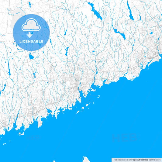 Rich detailed vector map of Norwalk, Connecticut, USA