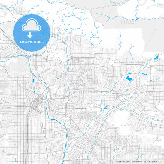 Rich detailed vector map of Alhambra, California, USA