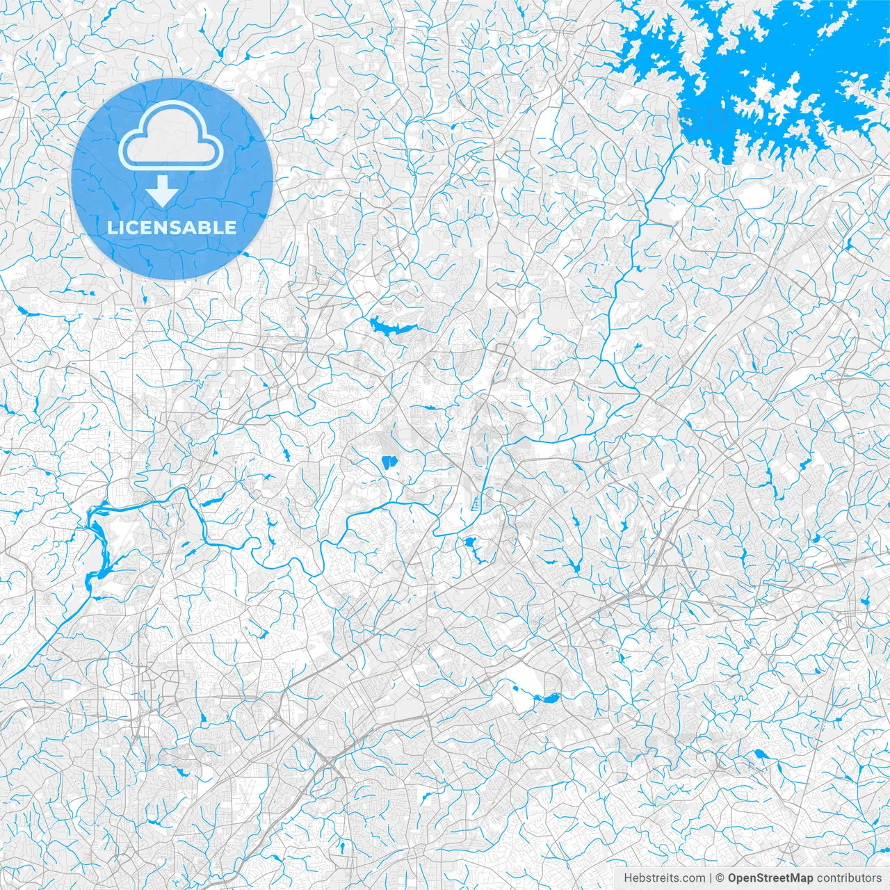 Rich detailed vector map of Johns Creek, Georgia, USA