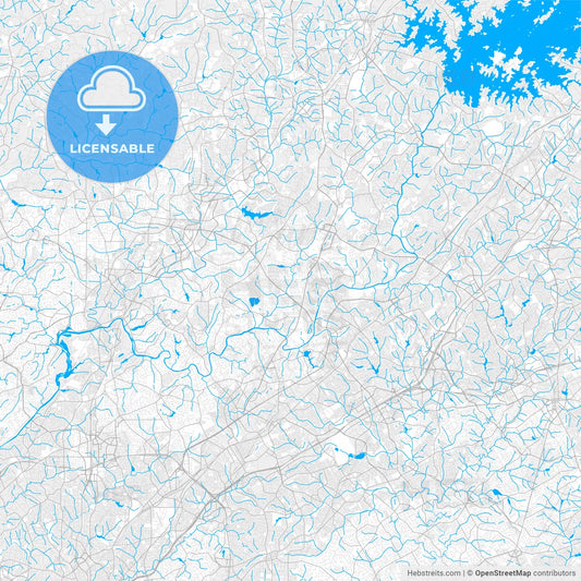 Rich detailed vector map of Johns Creek, Georgia, USA