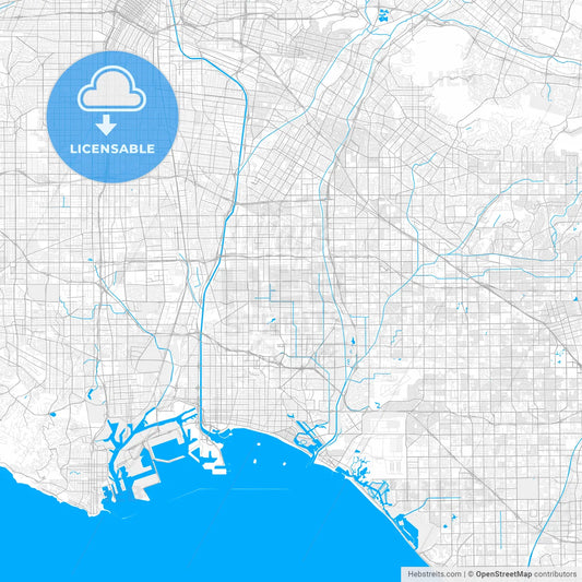 Rich detailed vector map of Lakewood, California, USA