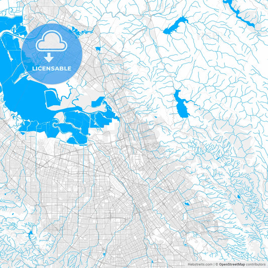Rich detailed vector map of Milpitas, California, USA