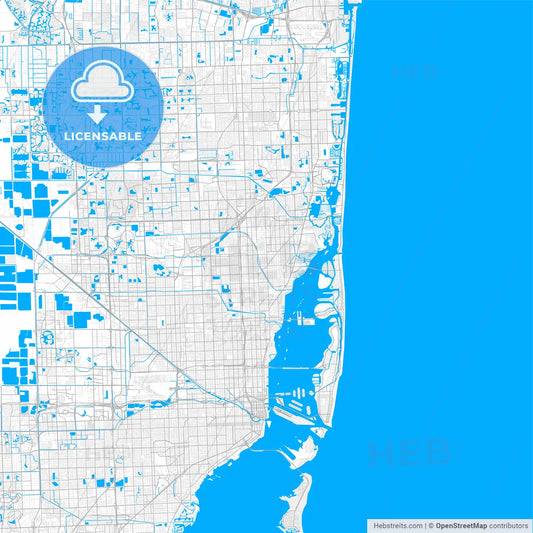 Rich detailed vector map of North Miami, Florida, USA