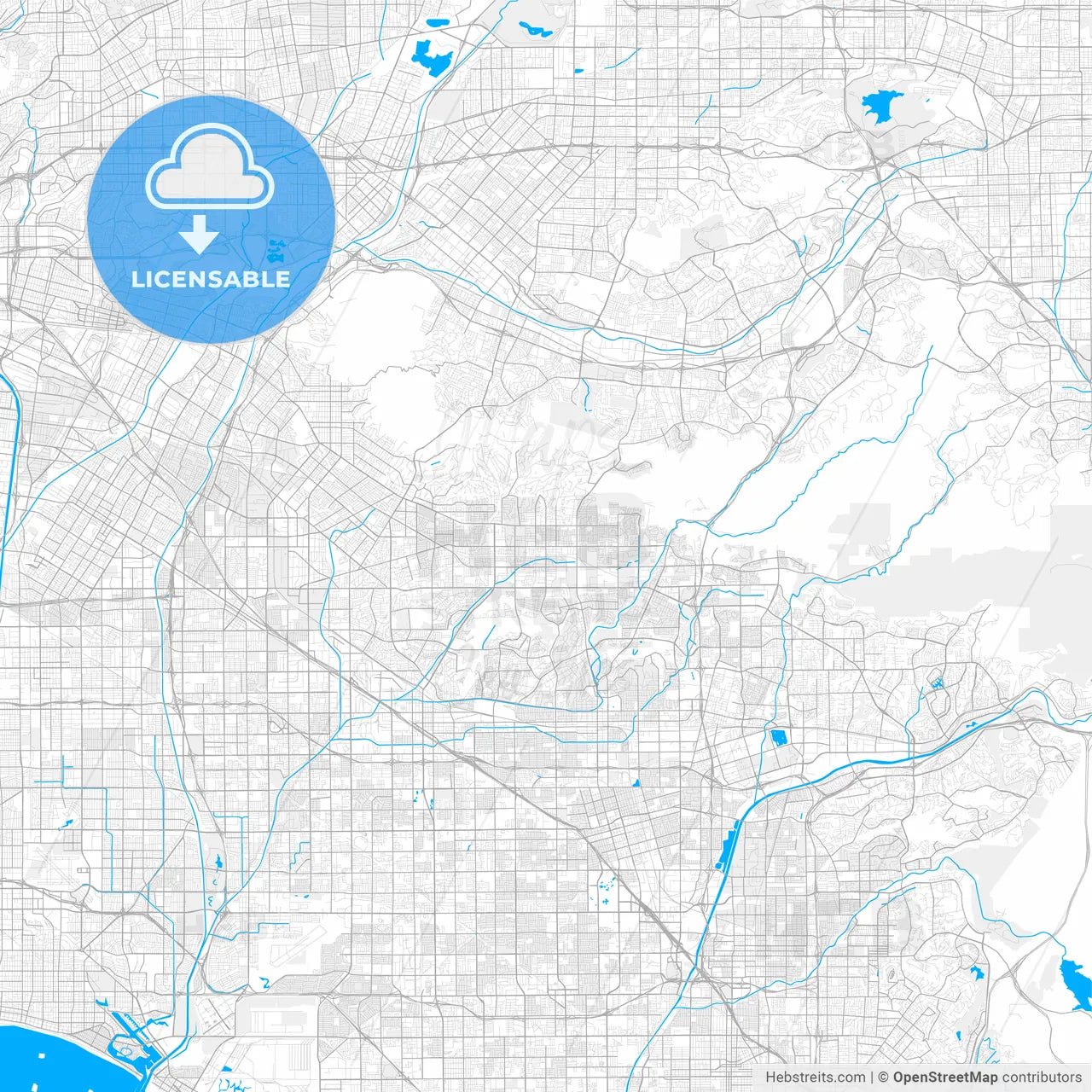 Rich detailed vector map of La Habra, California, USA
