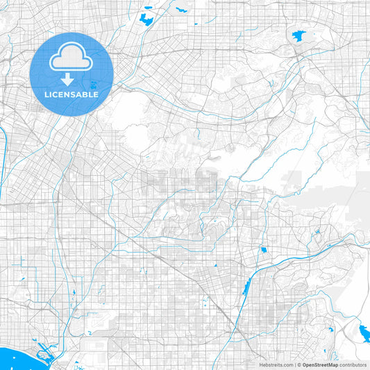 Rich detailed vector map of La Habra, California, USA