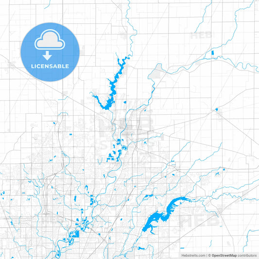 Rich detailed vector map of Noblesville, Indiana, USA