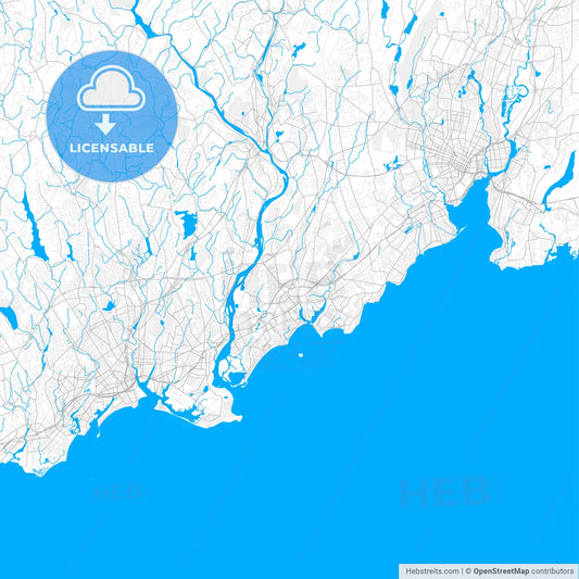 Rich detailed vector map of Milford, Connecticut, United States of America
