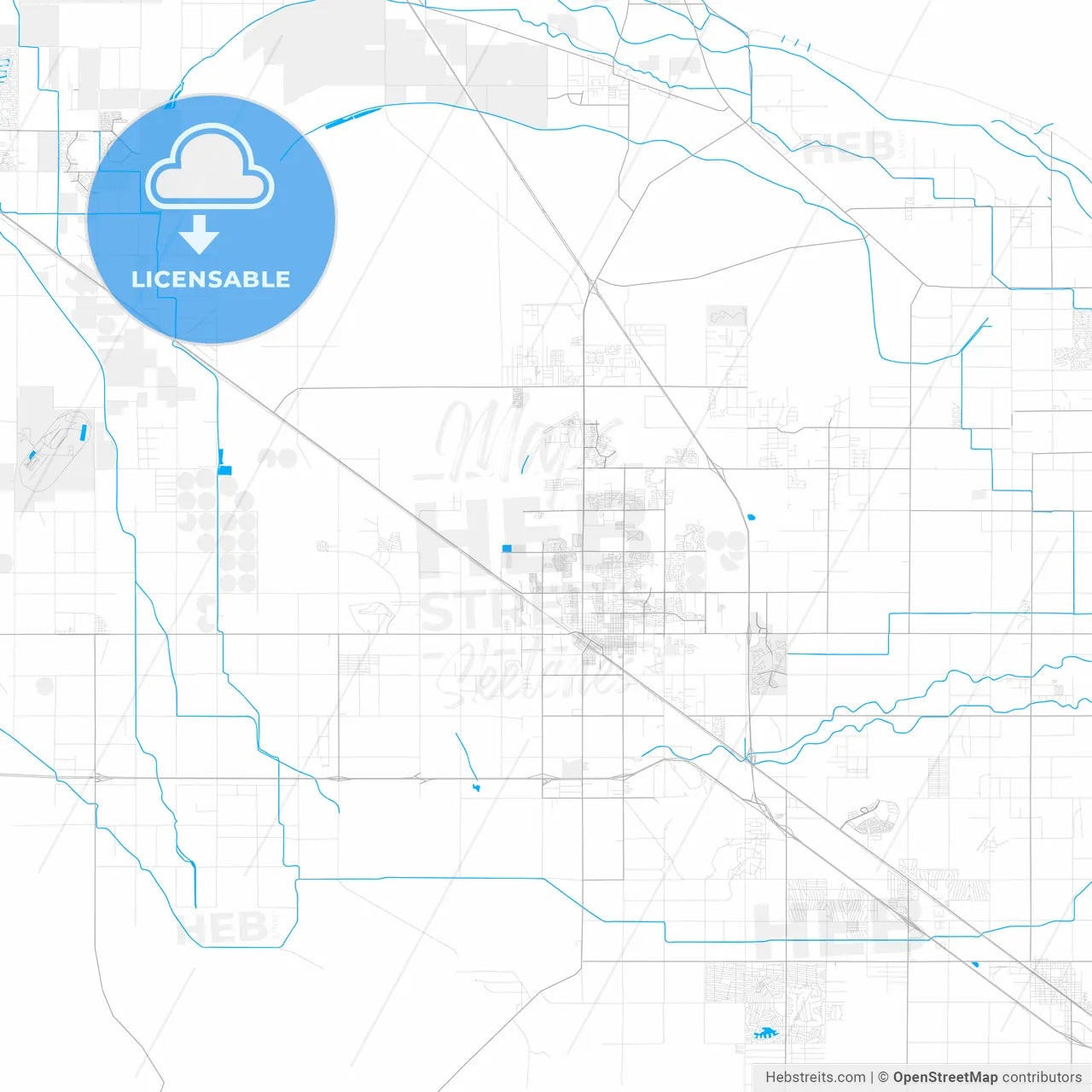Rich detailed vector map of Casa Grande, Arizona, USA