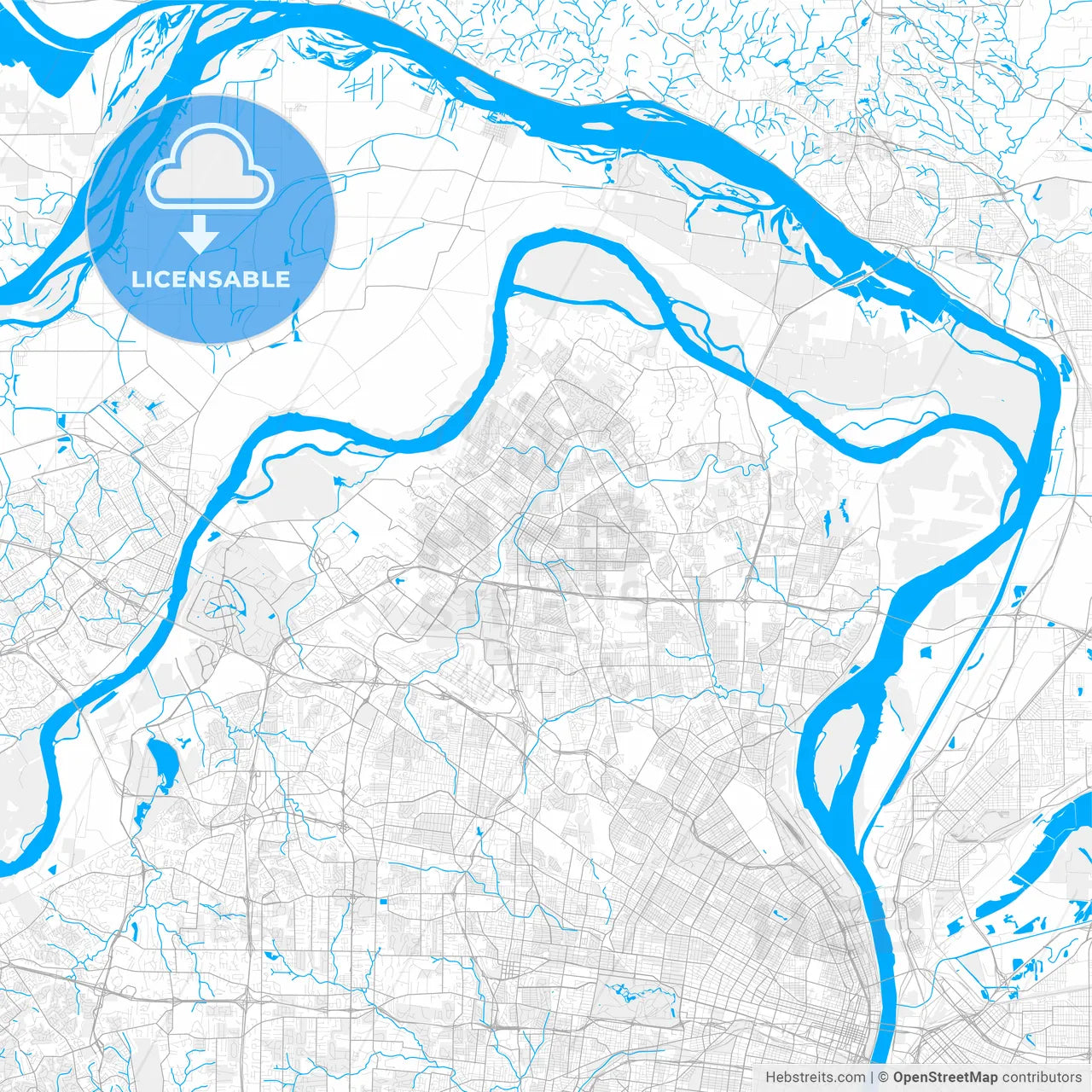 Rich detailed vector map of Florissant, Missouri, United States of America