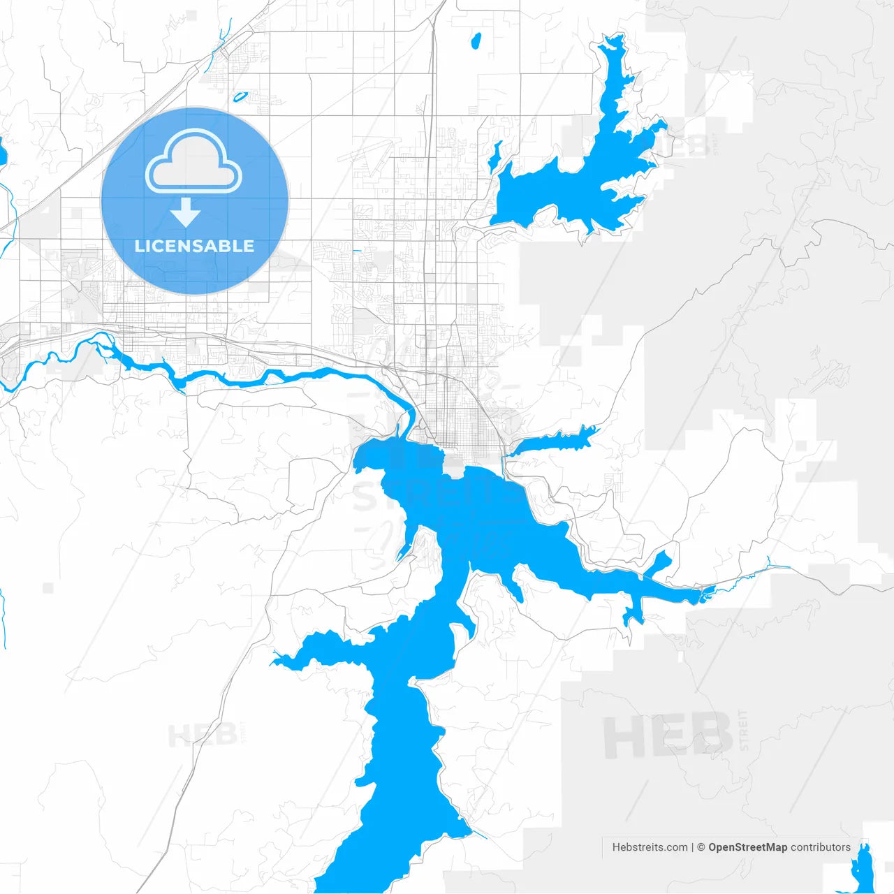Rich detailed vector map of Coeur d Alene, Idaho, United States of America