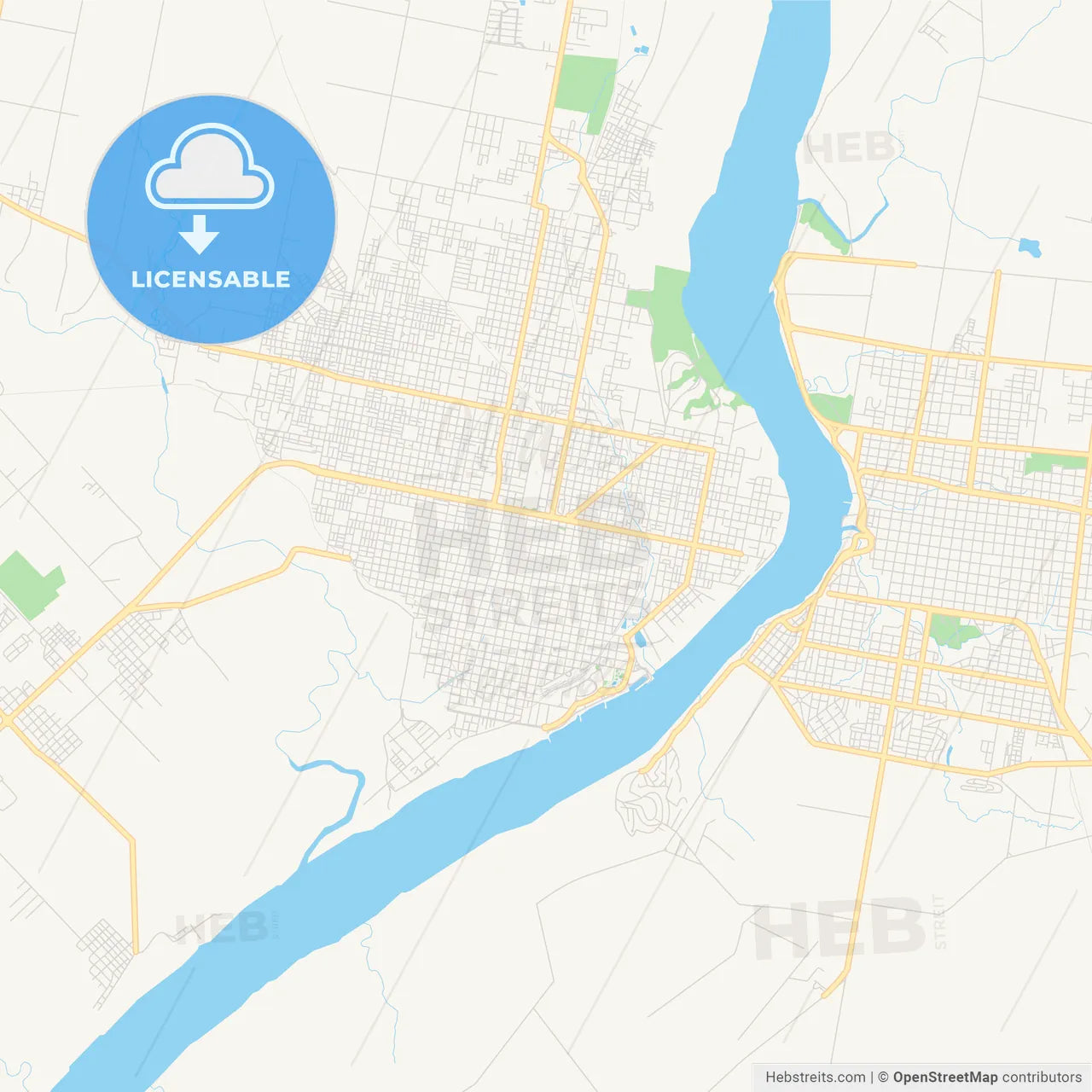 Printable street map of Concordia, Argentina