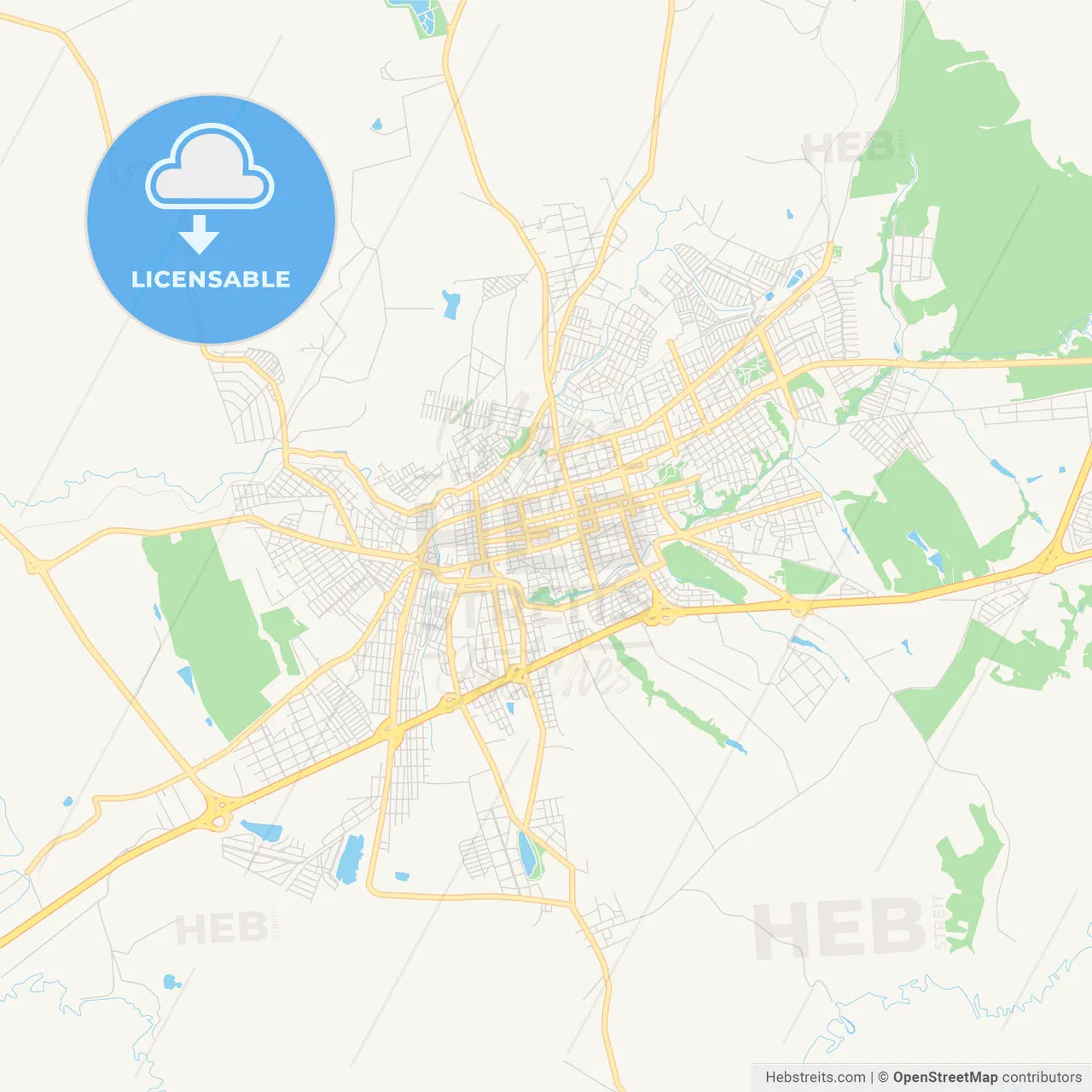 Printable street map of Itapetininga, Brazil
