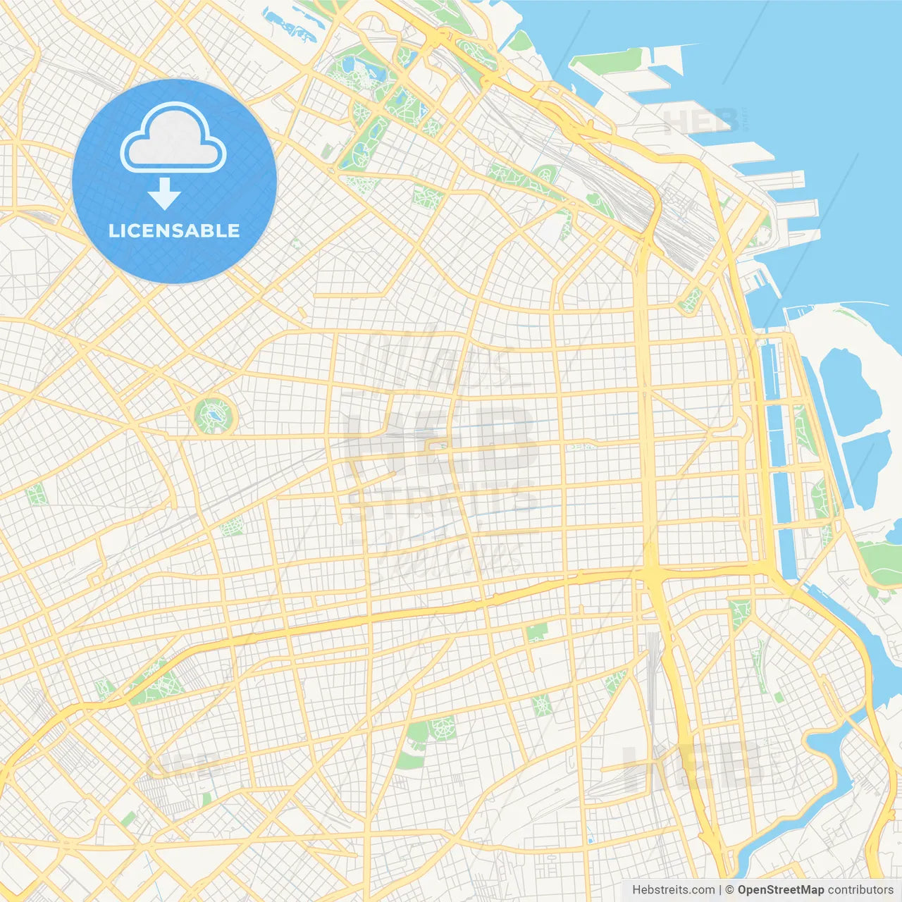 Printable street map of Balvanera, Argentina