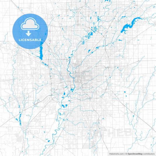Rich detailed vector map of Indianapolis, Indiana, U.S.A.