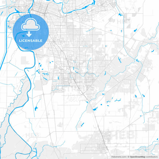 Rich detailed vector map of Elk Grove, California, USA