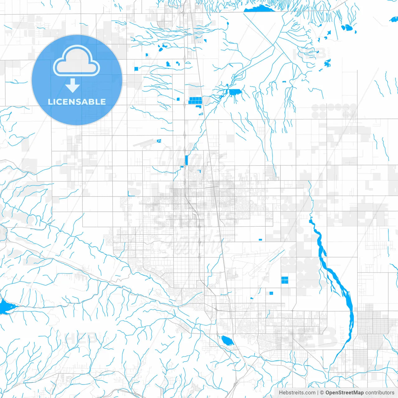 Rich detailed vector map of Lancaster, California, USA
