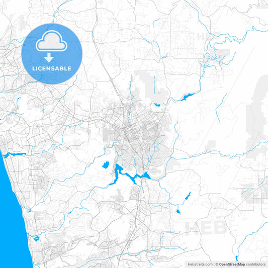 Rich detailed vector map of Escondido, California, USA