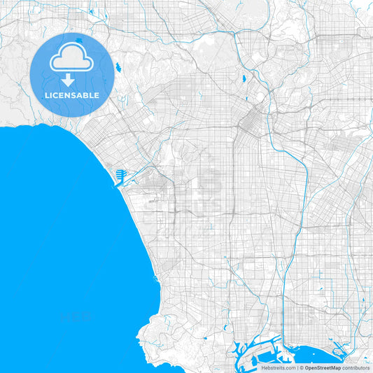 Rich detailed vector map of Inglewood, California, USA