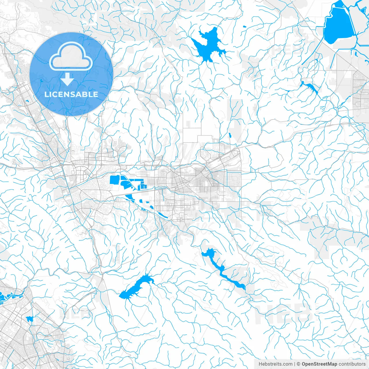 Rich detailed vector map of Livermore, California, USA