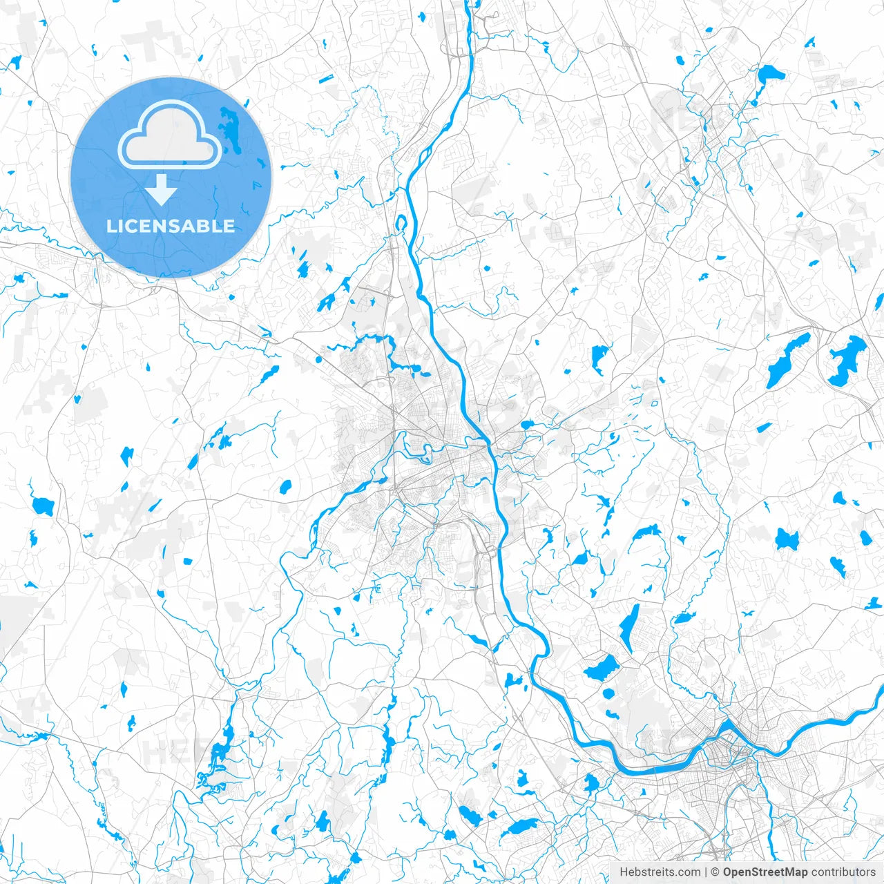 Rich detailed vector map of Nashua, New Hampshire, USA