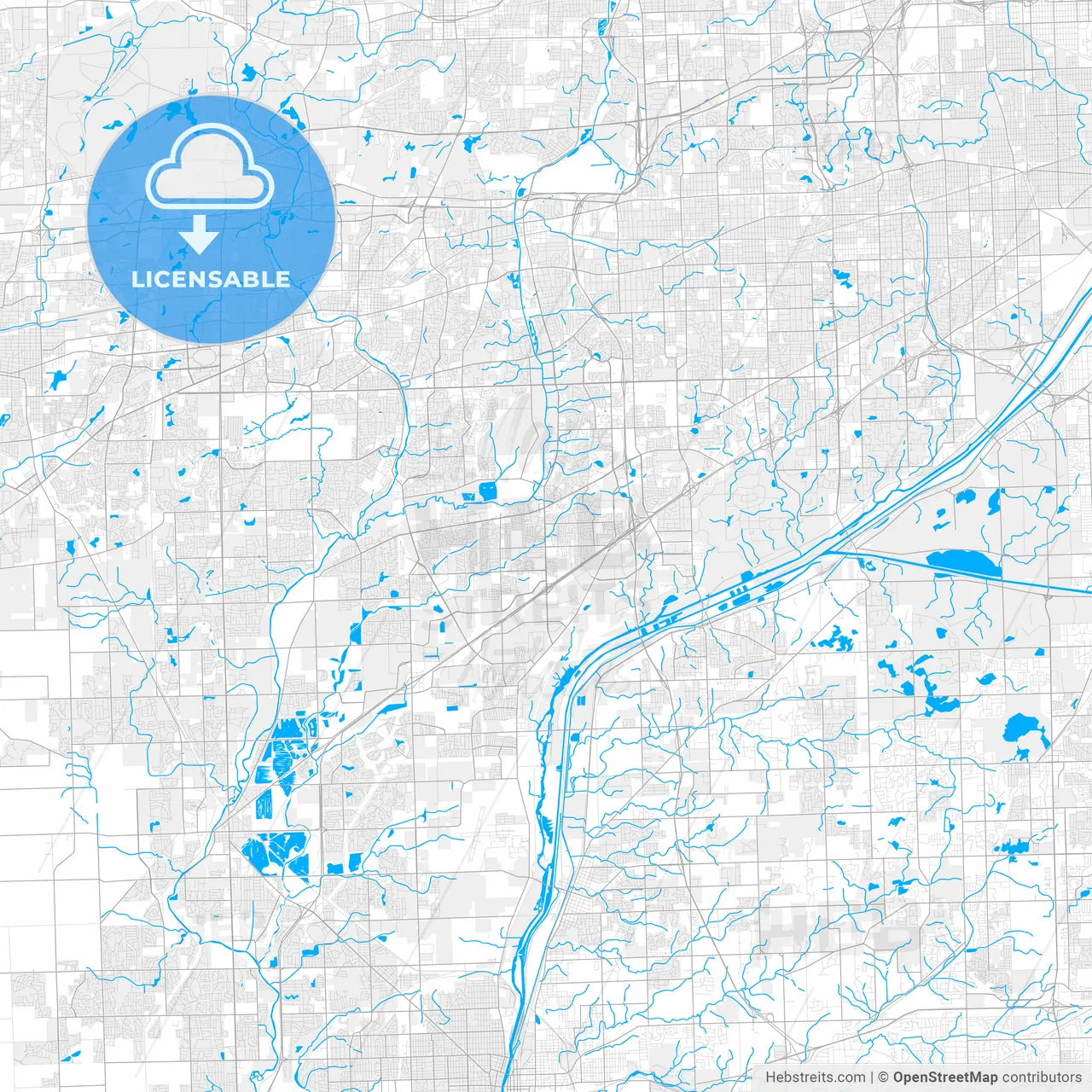 Rich detailed vector map of Bolingbrook, Illinois, USA
