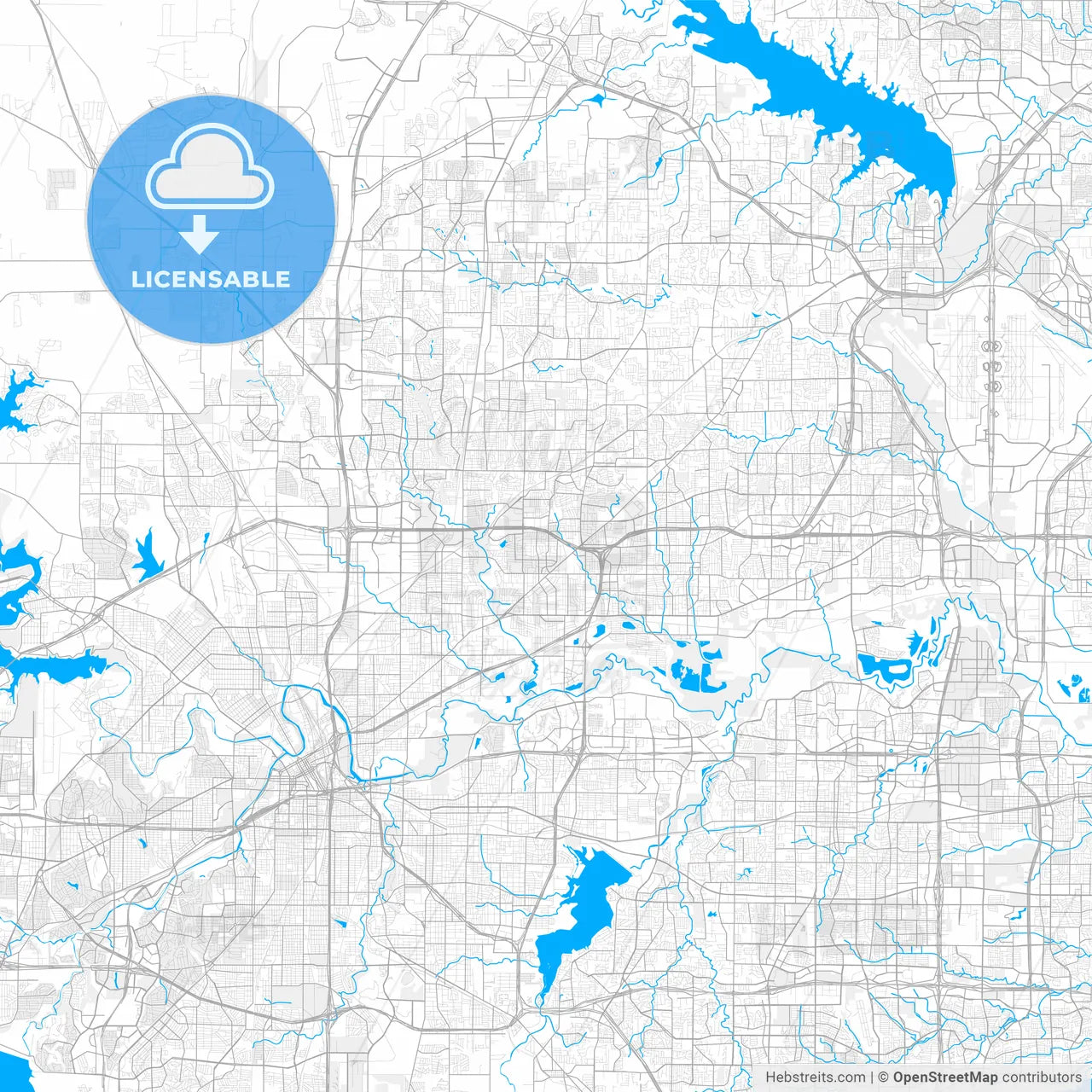 Rich detailed vector map of North Richland Hills, Texas, USA